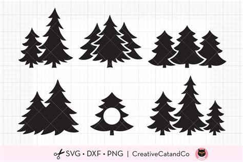 Download Free Christmas Trees SVG Cut File Bundle Silhouette DXF Files