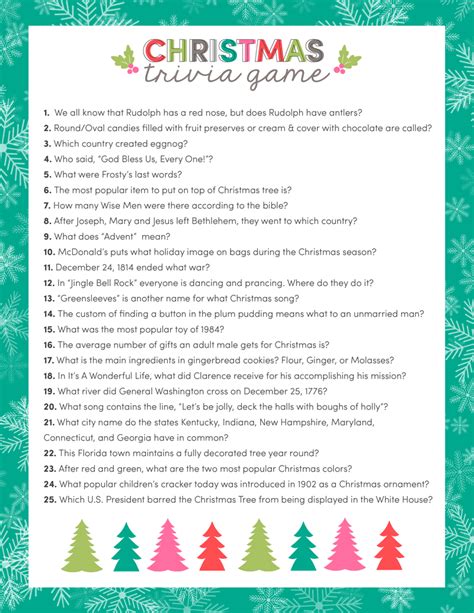 Free Christmas Trivia Game Printable