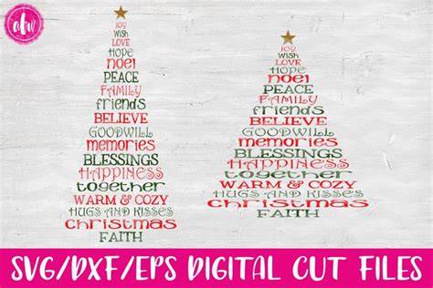 Download Free Christmas Word Trees - SVG, DXF, EPS Cut Files For Crafts