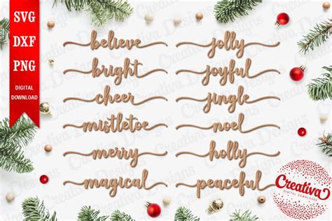 Download Free Christmas Words SVG Bundle Cut Files