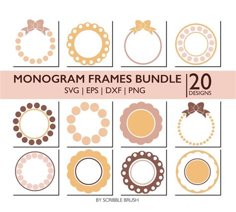 Download Free Circle Monogram Frame Bundle Silhouette DXF Files