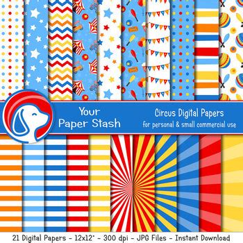 Download Free Circus Themed Digital Scrapbook Paper DXF Files