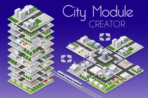 Download Free City bundle module creator vector isometric Creativefabrica For Crafts