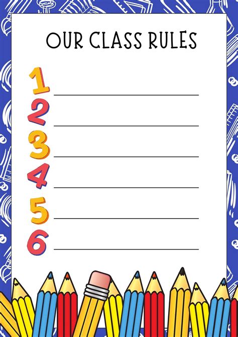 Download Free Classroom Rules cut file with Printable Images