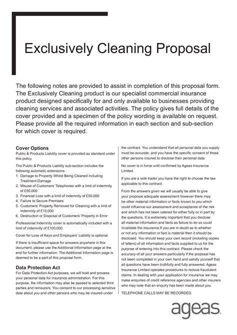 Cleaning Proposal Template Pdf