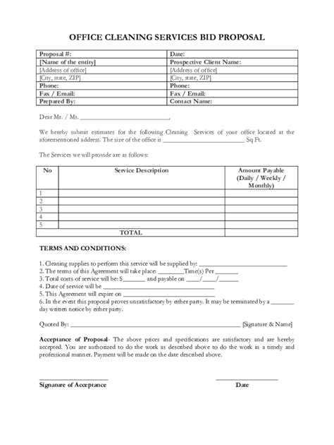 Free Cleaning Proposal Template Word