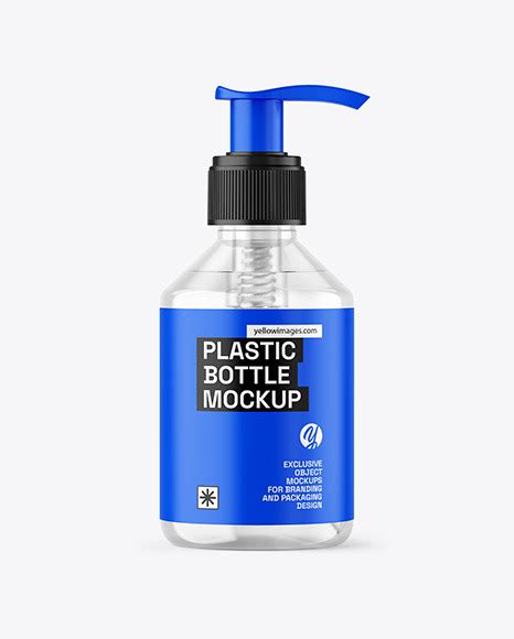 Download Free Clear Cosmetic Bottle with Pump Mockup PSD Object Mockups PSD Files