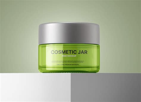 Download Free Clear Glass Cosmetic Jar Mockup PSD Object Mockups PSD Files