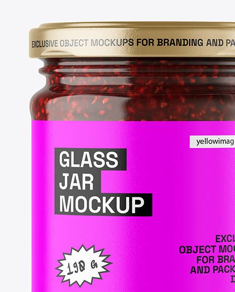 Download Free Clear Glass Jar with Raspberry jam Mockup PSD Object Mockups PSD Files