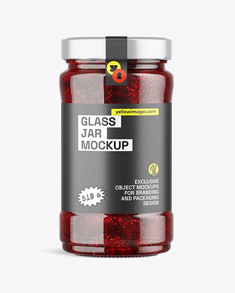 Download Free Clear Glass Jar with Strawberry jam Mockup PSD Object Mockups PSD Files