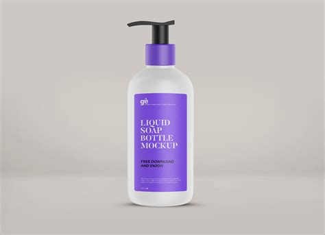 Download Free Clear Liquid Soap Bottle with Pump Mockup PSD Generator PSD Files