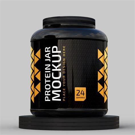 Download Free Clear Protein Jar Mockup PSD Generator