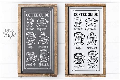 Download Free Coffee Guide Menu - Farmhouse Kitchen Bar Sign Cut File Files Free PSD Mockups