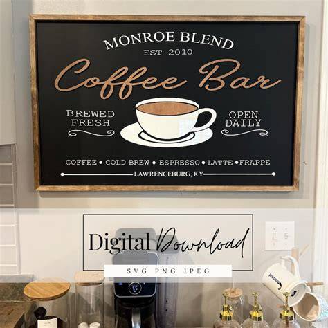 Download Free Coffee Guide Menu - Farmhouse Kitchen Bar Sign Cut File For Silhouette