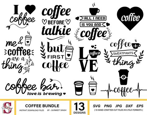 Download Free Coffee SVG Bundle Silhouette DXF Files