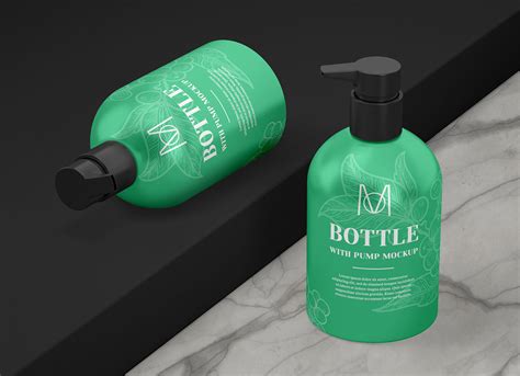 Download Free Color Bottle with Pump Mockup PSD Object Mockups