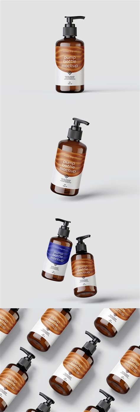 Download Free Color Bottle with Pump Mockup PSD Object Mockups Images
