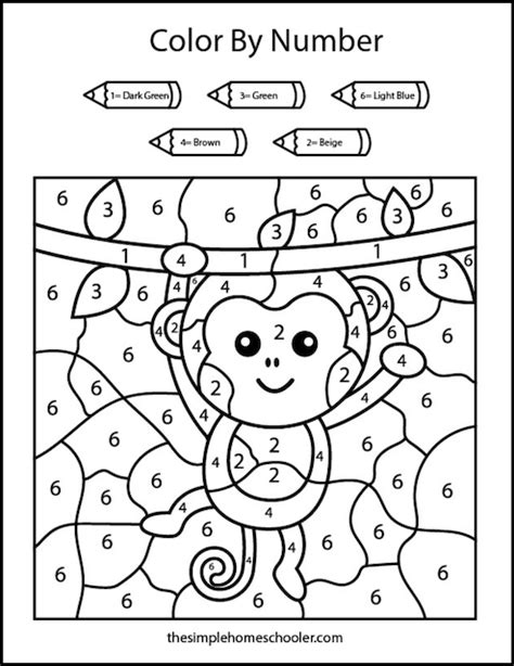 Free Color By Number Pages For Kindergarten