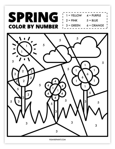 Free Color By Number Spring Worksheets