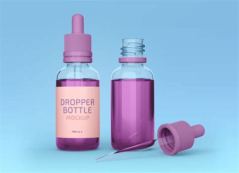 Download Free Color Liquid Glass Dropper Bottle Mockup PSD Generator PSD Files