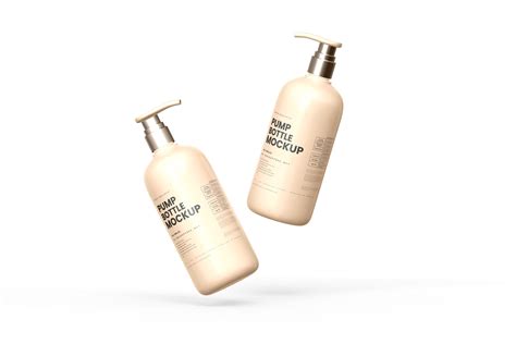 Download Free Color Plastic Cosmetic Bottle with Pump Mockup PSD Object Mockups PSD Files