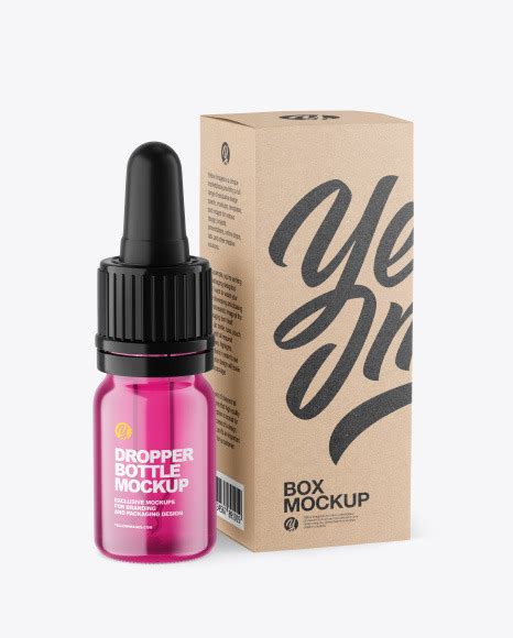 Download Free Colored Glass Dropper Bottle w/ Paper Box Mockup PSD PSD Yellowimages PSD Files
