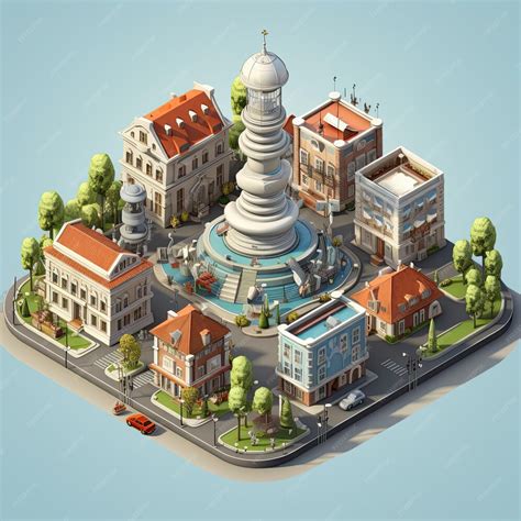 Download Free Colorful 3D isometric city Files DXF Files