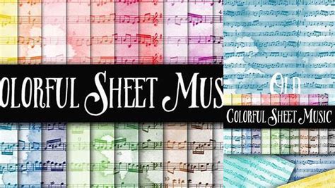 Download Free Colorful Sheet Music Digital Paper Textures Cut Files