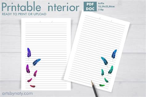 Download Free Colorful feathers notebook to KDP print. Commercial Use For Crafts