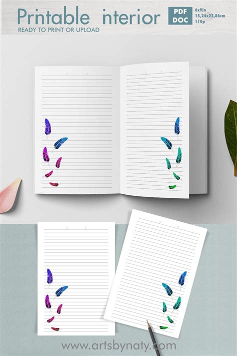 Download Free Colorful feathers notebook to KDP print. Images