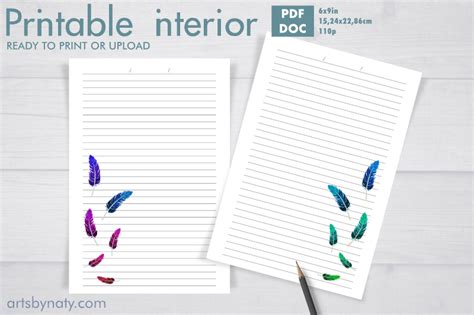 Download Free Colorful feathers notebook to KDP print. for Cricut Machine