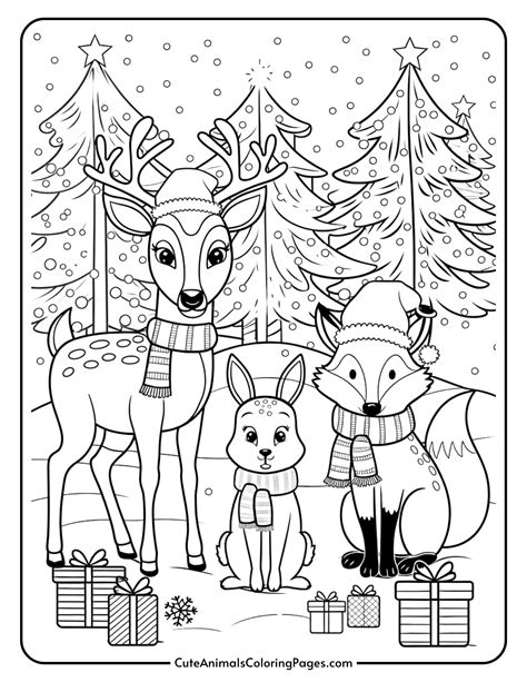 Free Coloring Pages Christmas Animals