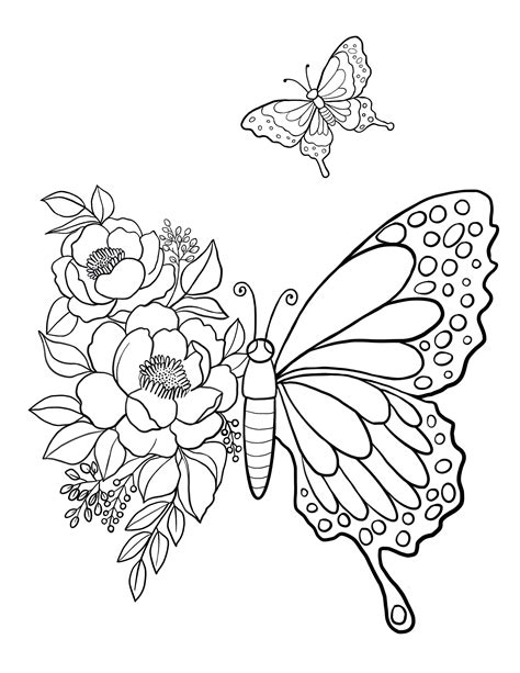 Free Coloring Pages Flowers And Butterflies