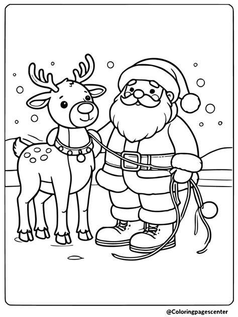 Free Coloring Pages Santa And Reindeer