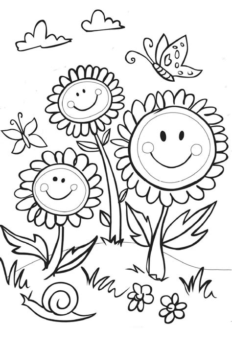 Free Coloring Pages Spring Flowers