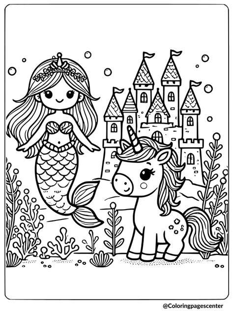 Free Coloring Pages Unicorn Mermaid