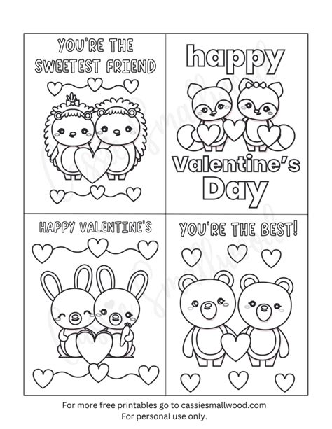 Free Coloring Pages Valentines Day Cards