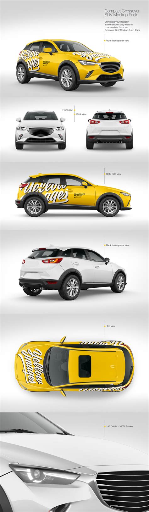 Download Free Compact Crossover SUV Mockup - Front View PSD Object Mockups Yellowimages