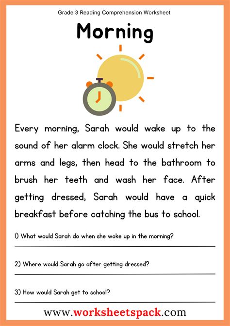Free Comprehension Worksheets For Grade 3