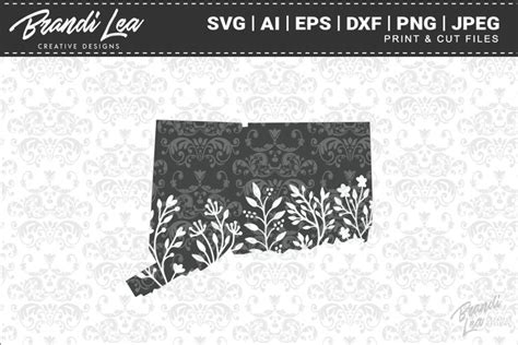 Download Free Connecticut Floral State Map SVG Cutting Files Files