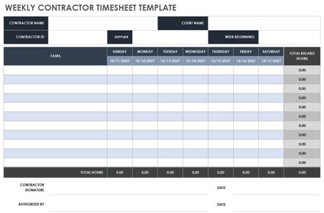 Free Contractor Timesheet Template Excel