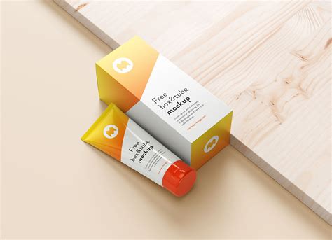 Download Free Cosmetic Tube with Box Mockup PSD Object Mockups PSD Files