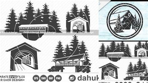 Download Free Covered Bridge Christmas Design - SVG.DXF.EPS.PNG Commercial Use DXF Files