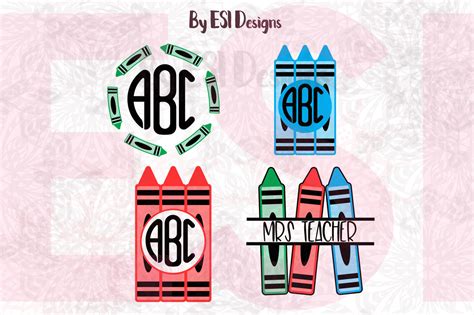 Download Free Crayon Monogram Designs Set - SVG, DXF, EPS & PNG For Cricut