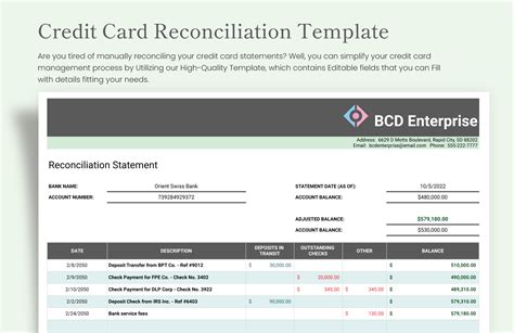 Free Credit Card Reconciliation Template Excel