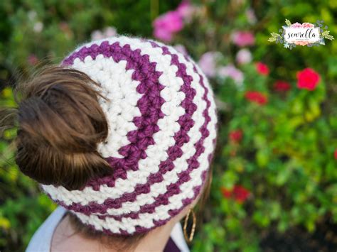 Free Crochet Messy Bun Beanie Pattern