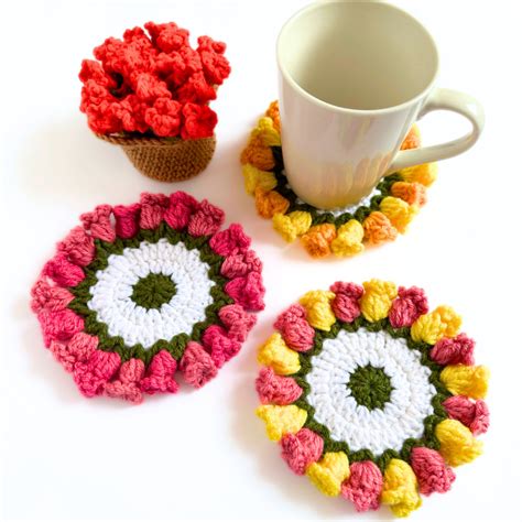 Free Crochet Patterns For Flower Coasters