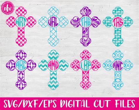 Download Free Cross Monogram Frames DXF Files