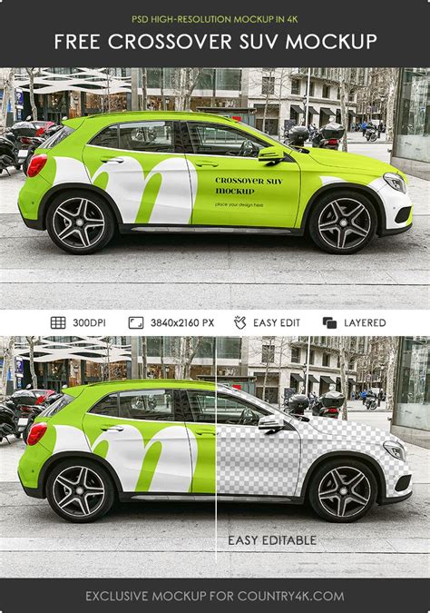 Download Free Crossover SUV - Front View PSD Generator Free PSD Mockups