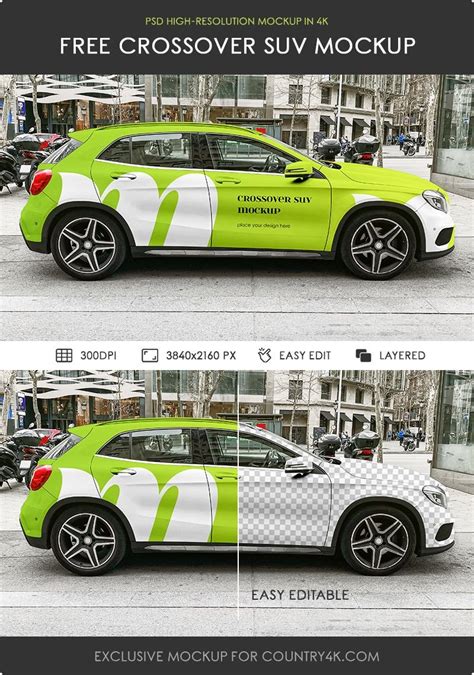 Download Free Crossover SUV - Side View PSD Object Mockups